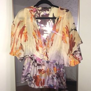 Roberto Cavalli Printed Silk Top